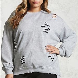 Oversized Distressed Sweatshirt